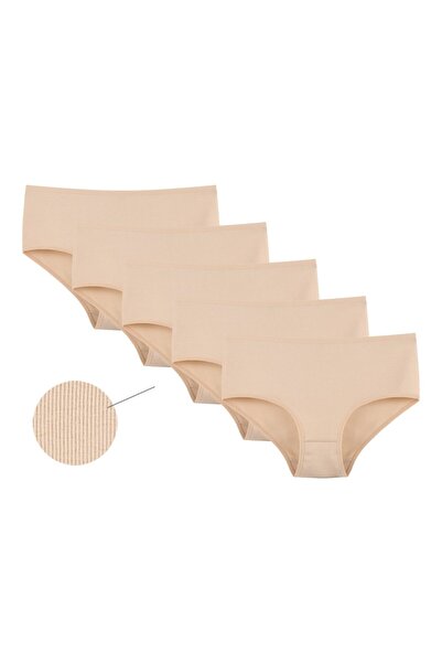 Donella 5-Pack Large Size Cotton Stretch Fabric Ribbed Knit Women's Panties 2532t
