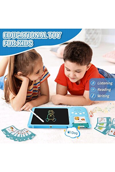 sallma Educational game with tablet for children, English learning, matching 224 words with images, Blue