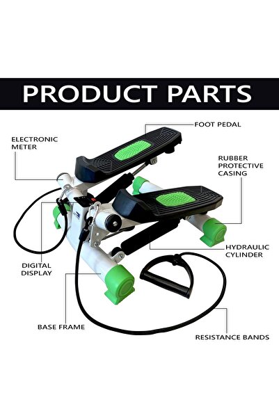 SKY LAND Mini Stepper EM-2182 with Dual Resistance Bands, Compact Cardio Trainer & LCD Monitor