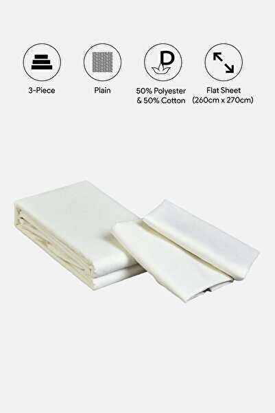 REDTAG Ivory 3-Piece Flat Sheet Set (King Size)