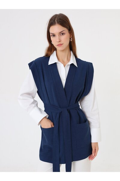 Benin Tie-Up Vest - Navy Blue - Exclusive
