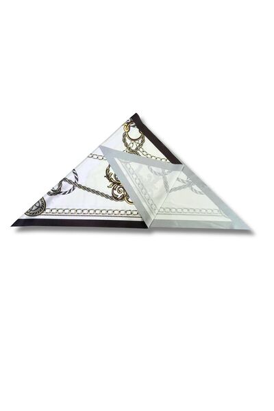 tarzınısec Chain Patterned Brown Triangle Scarf Bandana Estacraft - 100X45 cm