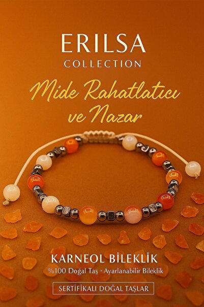 Erilsa Certified Stomach Relaxing and Evil Eye Energy Balancing Bracelet - Carnelian Carnelyan Agate Terahertz