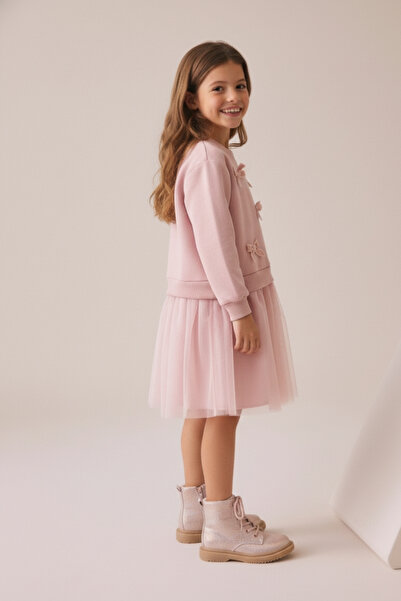 Minipodyum Φόρεμα για κορίτσια από τούλι με βελούδινο φιόγκο