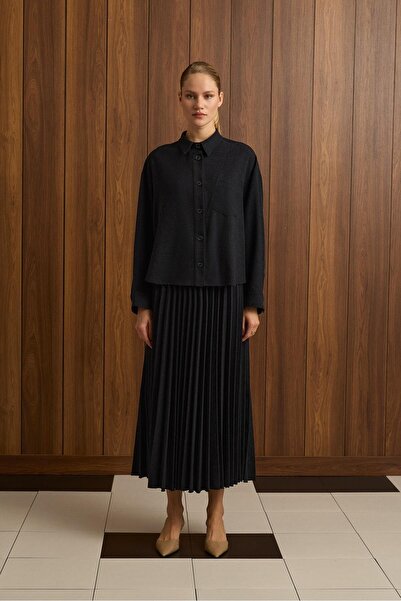 TERZİ DÜKKANI NESTA PLİSE ETEKLİ TAKIM LACİVERT