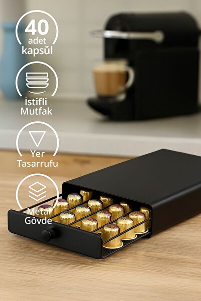 Weather Forecast 40 Adet Kapasiteli Nespresso Kapsül Kahve Standı Kahve Çekmecesi mt194sy