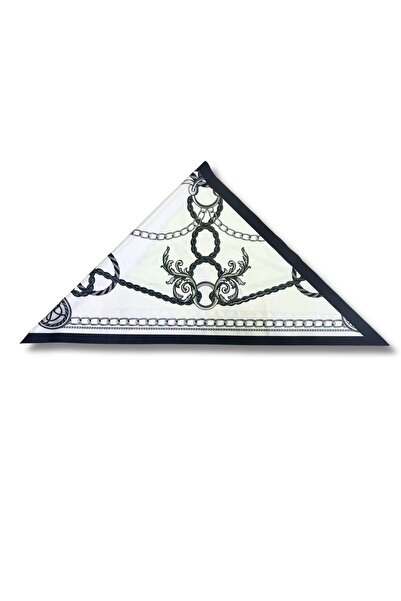 tarzınısec Chain Patterned Black Triangle Scarf Bandana Estacraft - 100X45 cm