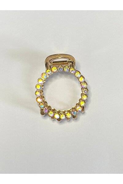 cityvision Stone Ring Shaped 6 cm Gold Hair Clip – Elegant and Sparkling Hair Accessory