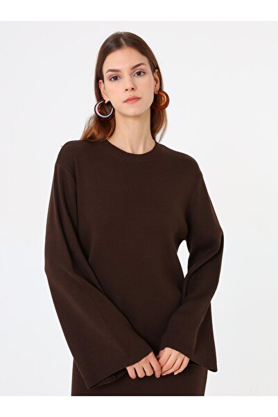 Benin Πλεκτό Φόρεμα Τεσεττούρα - Καφέ -