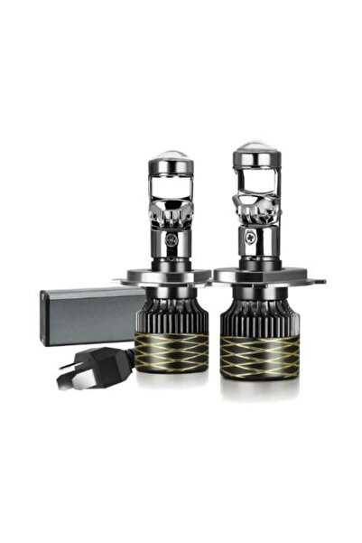 OEM Set 2 becuri cu lupa Bi-led, H4 2 faze, 15000 lm, 6500k