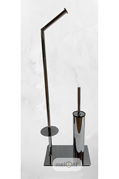 Meloni Vizyon Paslanmaz Ayaklı Wc kağıtlık ve Klozet fırçası Seti- Katlanır K...