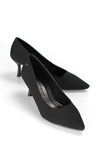 King Crow Zelia Flexible Soft Non-Slip Sole (4 cm) Black Suede Women's Heeled Shoes