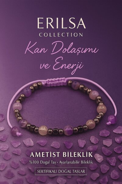 Erilsa Certified Blood Circulation and Energy Bracelet – Amethyst & Terahertz...