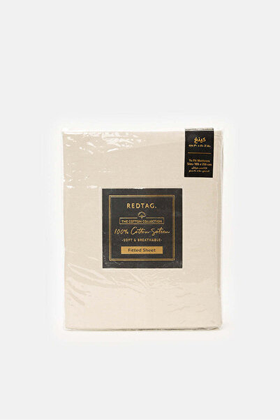 REDTAG Beige Cotton Fitted Sheet (King Size)