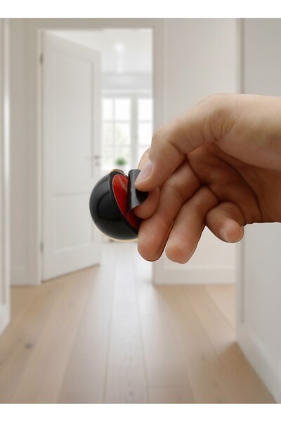 MH MiniHediye Half Moon Adhesive Door Handle Stopper Buffer Metal Door Stop Stopper Holder Holder Matte Black