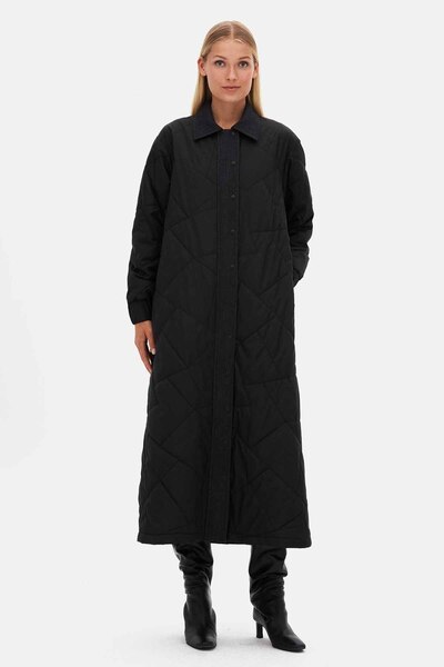 MISS DALIDA Denim Kumaş Detaylı Kapitone Siyah Kap