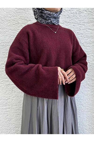 MİR Piedra Kadın Bisiklet Yaka Geniş Kol Oversize Yumoş Sakallı Kazak