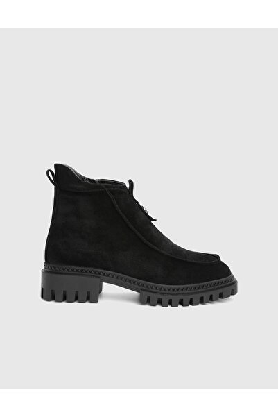 İLVİ Poke Genuine Suede Leather Black Women's Boots