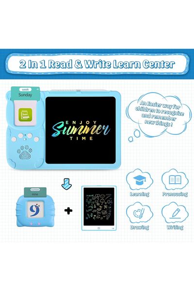 sallma Educational game with tablet for children, English learning, matching 224 words with images, Blue