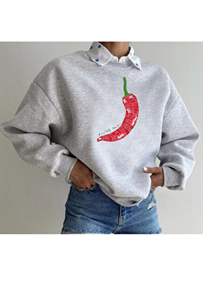 Tubinyoo سترة رياضية ذات ياقة دائرية من مطبوع خيوط باللون الأحمر الفلفلي