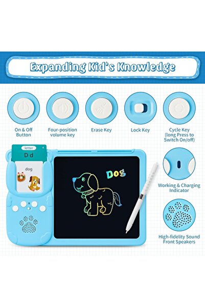sallma Educational game with tablet for children, English learning, matching 224 words with images, Blue