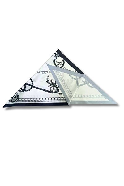 tarzınısec Chain Patterned Black Triangle Scarf Bandana Estacraft - 100X45 cm