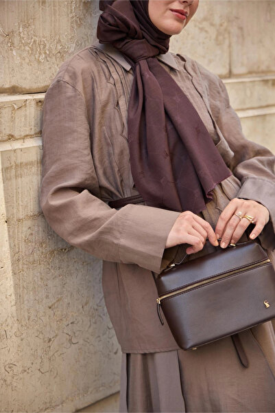 Silk Home Μονόγραμμα Βαμβακερό Μεταξωτό Σάλι - Πικρό Καφέ