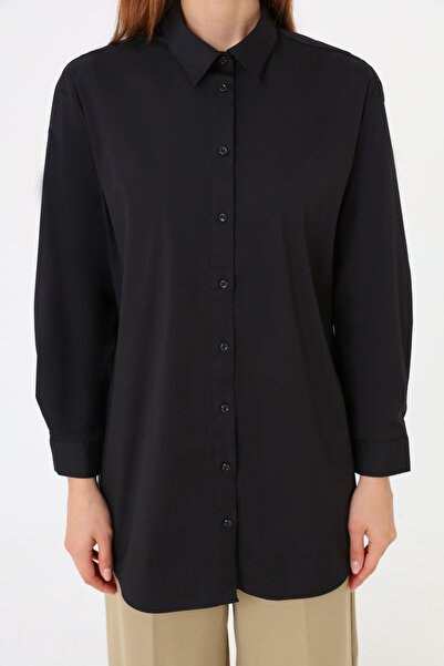 Refka Poplin Fabric Basic Blouse / Shirt - Black -