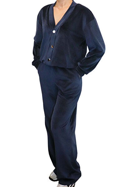 Atelier Anca Socolovschi Woman velvet tracksuit, navy blue