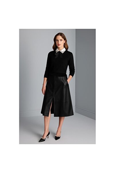 Fashion Friends Shirt Collar Detailed Sweater Black