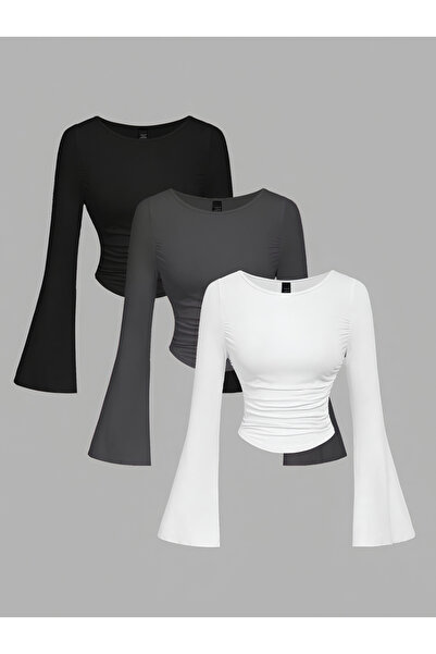 NoVibe Geniş Yaka Basic İspanyol Kollu Body