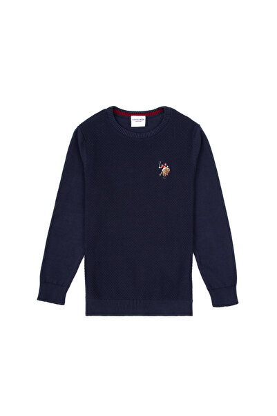 U.S. Polo Assn. Boy's Navy Blue Crew Neck Basic Sweater 50307838-Vr033