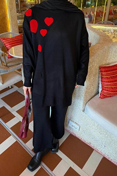 lamelif Σετ Πλεκτά Καρδιά Μαύρο