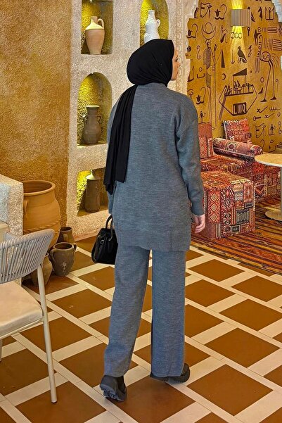 lamelif Pearl Embroidered Hijab Set Smoked