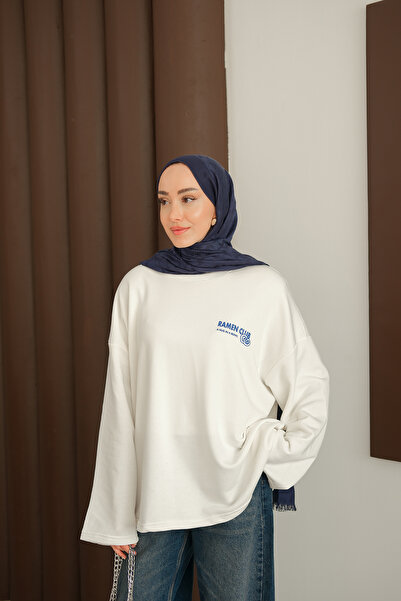 LOCCO Text pentru femei în față și în spate cu imprimeu Sweat White