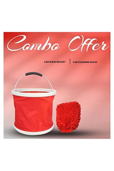 AGC دلو ماء قابل للطي محمول بسعة 9-11 لترًا + قفاز شينيل من الألياف الدقيقة، ...