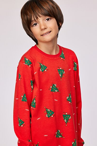 Woody Pijamale pentru băieți de 2-8 ani-Cpa - 995 Cat Christmas Z Aop