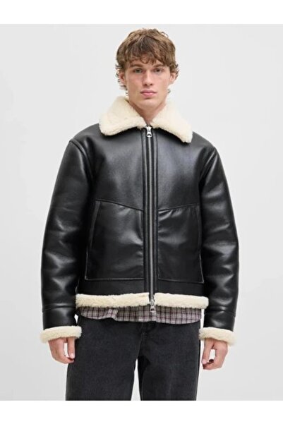 Jack & Jones Jachetă pentru bărbați din piele artificială Liverpool Aviator 1...