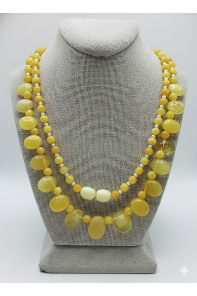 TR قلادة كهرمان طبيعية أصلية من كالينينغراد الروسية بطول 30 سم للجنسين