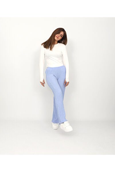 trender بنطلون قماش نسائي باللون الأزرق الفاتح 6424