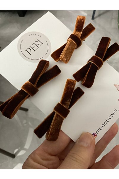 MADE BY PERİ مجموعة من 4 مشابك شعر مخملية صغيرة على شكل فيونكة |   الباقة الا...