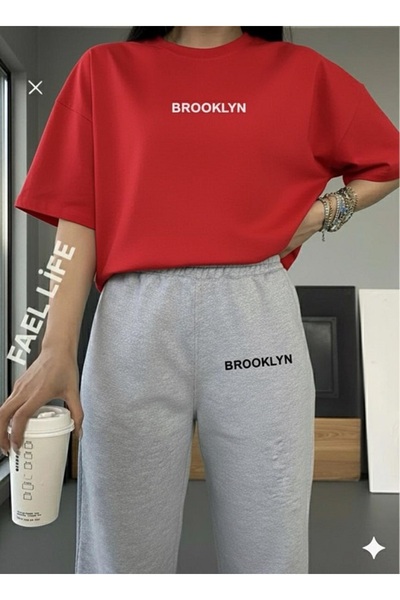 FAEL LİFE Unisex Girls/Boys Loose Fit T-Shirt Tracksuit Bottom Top Broklyn Pr...