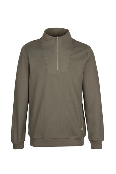 Cazador Premium Regular Fit Thick Textured Stand Collar Zippered Sweatshirt-53075