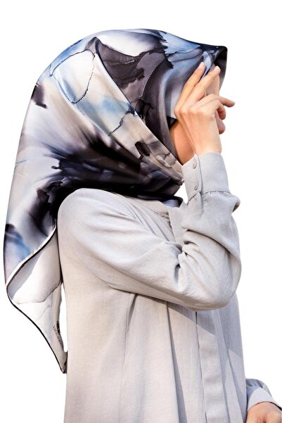 Vissona 57% MĂTĂSĂ 43% VISCOZĂ Twill Mătase Batik Motiv floral Gri - Culoare ...