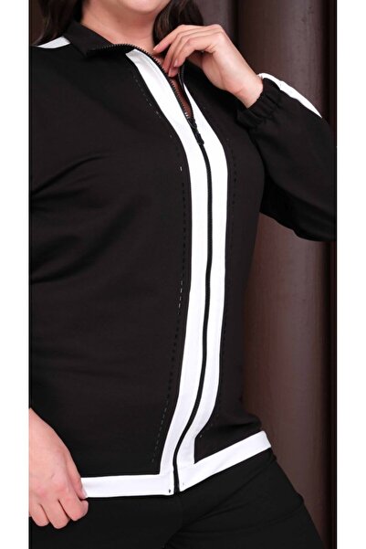 Esina Women's Two Threaded Pipe Leg Sweatpants Set with Front Zipper