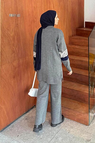 lamelif Patterned Knitwear Set Smoked