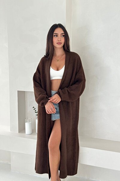 Noi Belis Maxi Boy Oversized Beard Yarn Soft Textured Knitwear Cardigan Aw25Hi0057