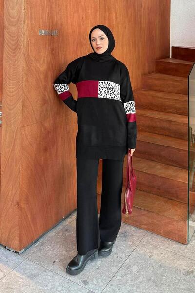 lamelif Patterned Knitwear Suit Black