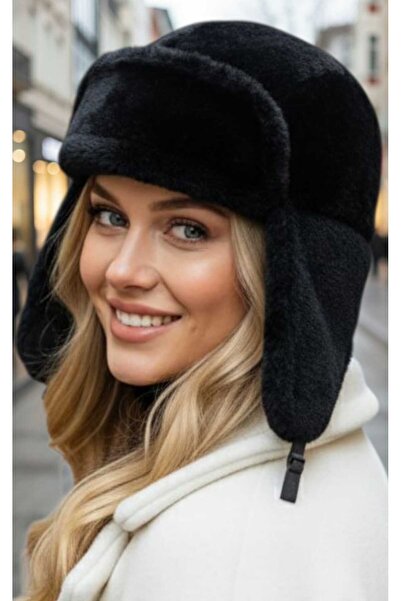 Trenderrs Căciulă de pilot Kalpak de pluș pentru femei