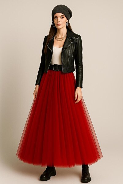 ALYEL NAKER Yüksek Bel & Astarlı Midi Boy Tül Etek